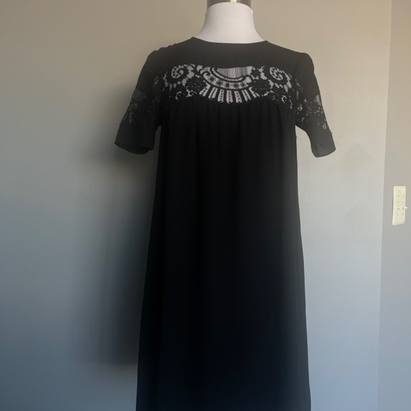 Claudie Pierlot Lace Cocktail A-line Black Flowy Dress - Picture 2 of 13